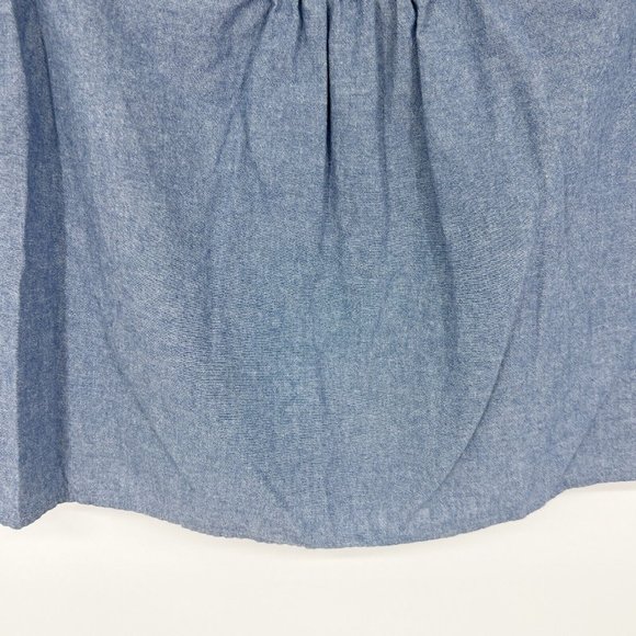 Vineyard Vines Top Blue Chambray Embroidered V Neck Short Sleeve - Picture 4 of 7